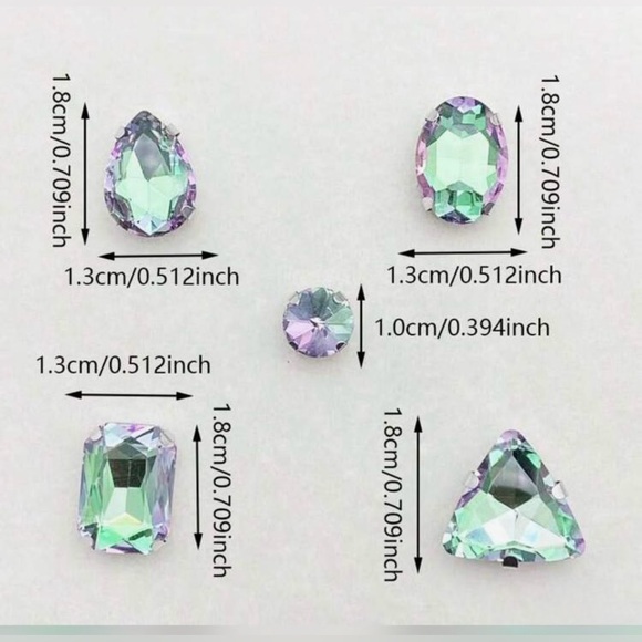 Decorative Iridescent Green & Purple Rhinestones | DIY & Sewing | New | 50 Pcs. - Picture 4 of 6